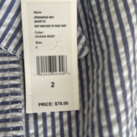 NWT Vineyard Vines Tie Front Blue/White Seersucker Skirt Size 2 - Picture 7 of 7